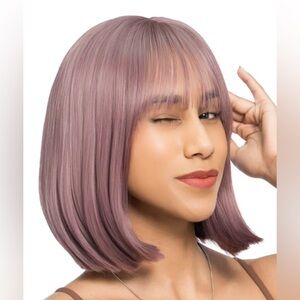 13in Bob Light Plum Dusty Lavender High Quality Synthetic Fiber Wig
